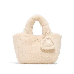 Aldo Ssoftsherpaa Womens Beige Satchel Bag With Detachable Strap & Charm-image-71