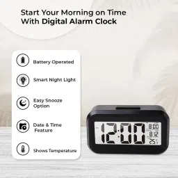 Kuber Industries ABS Battery Operated Loud Digital Alarm Clock for Heavy Sleepers, Black image 2