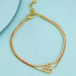 Kushal's Fashion Jewellery Women Gold-Plated Link Bracelet-image-9
