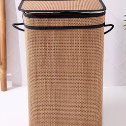 Home Centre Wilton Macy Brown Bamboo Foldable Laundry Hamper With Lid image 4