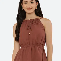 RAASSIO Halter Neck Georgette Cinched Waist Top-picture-28