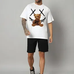 KAIDO Graphic Printed Round Neck Drop-Shoulder Sleeves Oversized Casual T-Shirt image 4