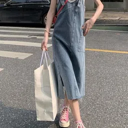 HERE&NOW Women Pinafore Sleeveless Midi Dress image 1
