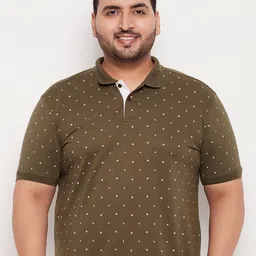 XFOX Men Micro Ditsy Printed Polo Collar Plus Size T-shirt-picture-41