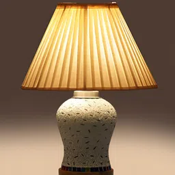 Aura White & Blue Printed Glass Frustum Shaped Table Lamp image 4