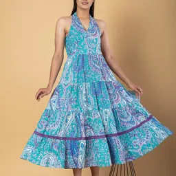 CORSICA Women Printed Layered Fit & Flare Maxi Dress-image-43