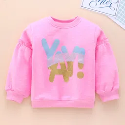 Play by Little Kangaroos Full Sleeves Sweatshirt Text Print - Pink-picture-24