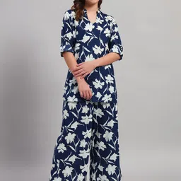 SEPHANI Women Floral Printed Kurti Pyjamas Night suit-image-68