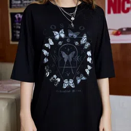 Christy World Graphic Printed Round Neck Drop Shoulder Oversized T-shirt image 2
