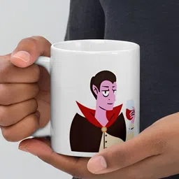 Mr UVD White & Black Cartoon Characters Printed Ceramic Matte Mug 350 ml image 3