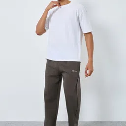 Styli Men Embroidered Relaxed-Fit Open Hem Track Pants image 3