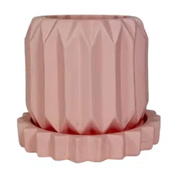 LASAKI Kavira Pink Ceramic Handmade Planter With Plate image 3