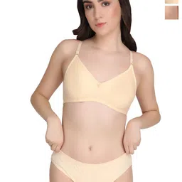 Liigne Pack Of 2 Women Everyday Padded Bra Pure Cotton Lingerie Set-image-16