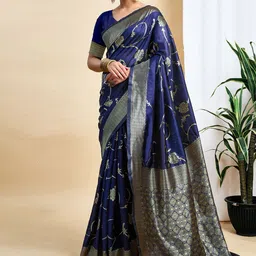 HERE&NOW Woven Design Zari Silk Blend Banarasi Saree-picture-35