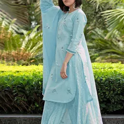 Anni Designer Women Ethnic Motifs Embroidered Straight Kurta with Harem Pant & Dupatta-picture-19