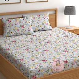 CHHAVI INDIA Blue Floral Printed 210 TC Microfiber King Bedsheet Set 2.75 m x 2.5 m-picture-21