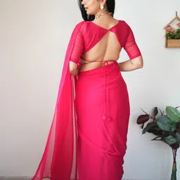 Sidhidata Pure Georgette Ready to Wear Solid Saree image 5