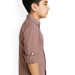 CHARCHIT Boys Comfort Relaxed Fit Multi Striped Spread Collar Cotton Casual Shirt image 2