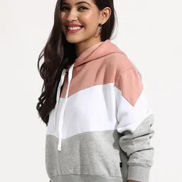 Campus Sutra Women Colourblocked Hooded Neck Long Sleeve Sweatshirt-image-78