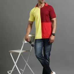 ECOLINE Clothing Men Antimicrobial Colourblocked Polo Collar T-shirt image 5