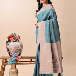 Mitera Zari Silk Blend Woven Design Saree image 5