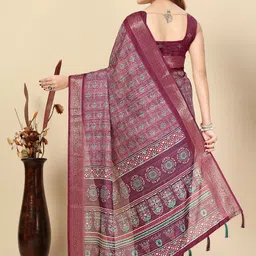 J 6 DESIGNER Ethnic Motifs Printed Bhagalpuri Saree image 2