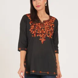 Missethic Womn Ethnic Motifs Embroidered Thread Work Pure Cotton Straight Kurti-picture-42