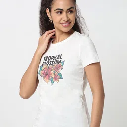 R&B Women Typography Printed Relaxed Fit Cotton T-shirt image 5