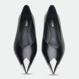 Oroh Women Leather Pointed Toe Kitten Pumps image 4