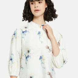 METTLE Floral Print Mandarin Collar Cotton Top-picture-15