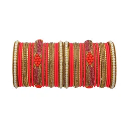 RIJOLI Women Alloy & Gold-plated Pearl Studded Kada With Velvet Bangles-image-62