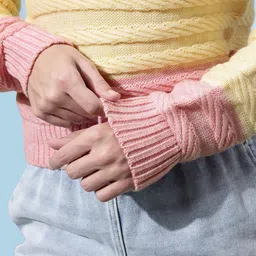 glitchez Cable Knit Colorblaocked Regular Fit Pullover image 3