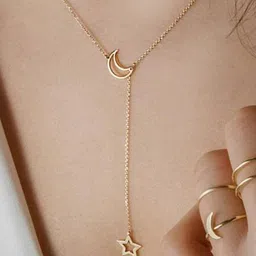 TheVineGirl Women Gold-Plated Single Layered Star In Moon Pendant Necklace-picture-13