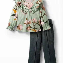 CrayonFlakes Girls Printed Round Neck Top With Leggings-image-70