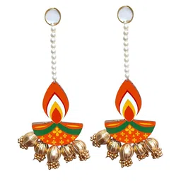 PUFFSMART 2Pcs Red & Yellow Textured Diya Hanging Garlands image 4