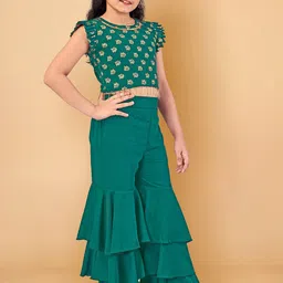 Kidotsav Girls Floral Printed Regular Top with Sharara image 3