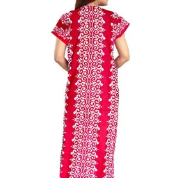 AAKARSHANA Pink Pure Cotton Maxi Printed Nightdress image 2