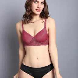 samvar Women Red,Maroon,Black Cotton Blend Bra Panty Set for Lingerie Set Undergarments Pack of 3 image 2