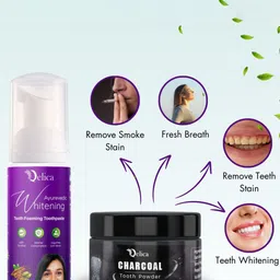 Qelica Whitening Foaming Toothpaste 60 ml & Charcoal Powder 50 g image 2