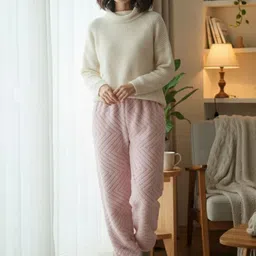 Uttam Women Self Design Rib Lining Mid-Rise Winter Lounge Pant-image-14