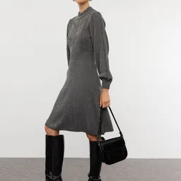 Trendyol A-line Knee length Mock Neck Full slevees Dress image 1