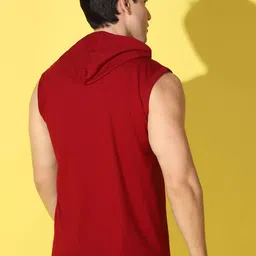 Woostro Pack Of 2 Hooded Gym TankRS28 COMBO (MAROON) (OLIVE) image 2