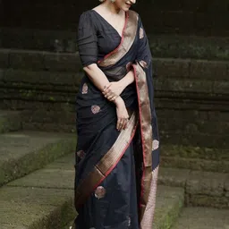 ZIKARAA Ethnic Motifs Zari Handloom Saree-picture-34