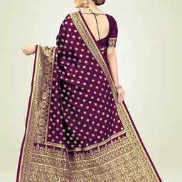 Trendmalls Ethnic Motifs Zari Woven Banarasi Saree image 4