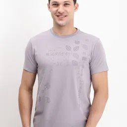 Allen Solly Men Floral Printed Round Neck Cotton Slim Fit T-shirt-picture-46