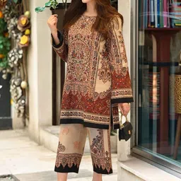 Aaghnya Women Viscose Rayon Printed Regular Kurta with Trousers image 4