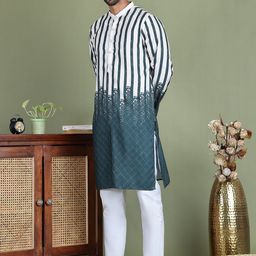Jompers Striped Printed Band Collar Straight Kurta With Trouser-picture-32