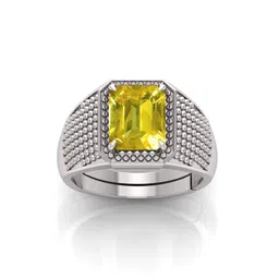 RRVGEM 13.25 Ratti 13.00 KT Yellow Sapphire Pukhraj Gemstone Silver Plated Adjustable Ring-picture-12