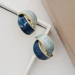 Estailo fashion Enamelled Contemporary Shaped Half Hoop Earrings-picture-18