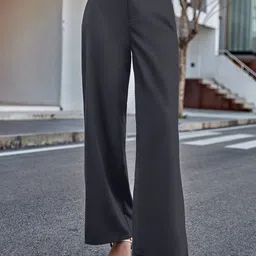 AAHWAN Women Loose Fit High-Rise Pleated Trousers-image-26